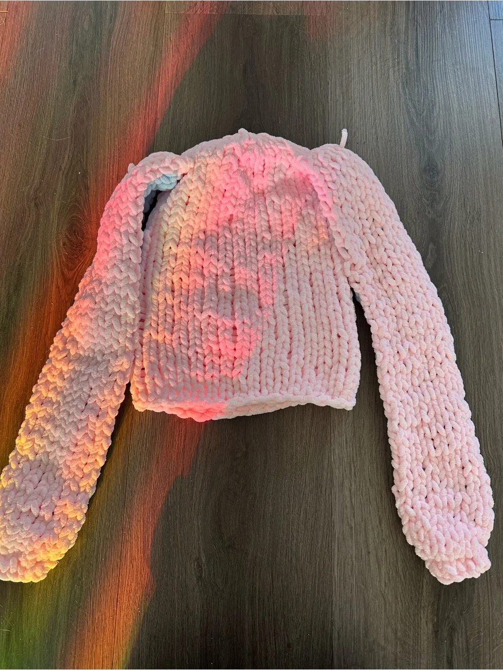 Unisex Pink & Light Blue Bunny Ear Knit Hat  Knitted Beanies Hat Warm Balaclava